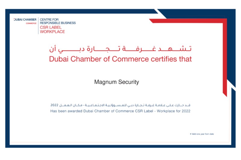 Magnum Security receives CSR Label in the 'Workplace' category